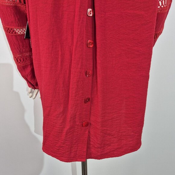 John Mark Tunic Top Women's  Size XL Cabana Wine Lace  Relaxed Fit Red (53) - Picture 4 of 14